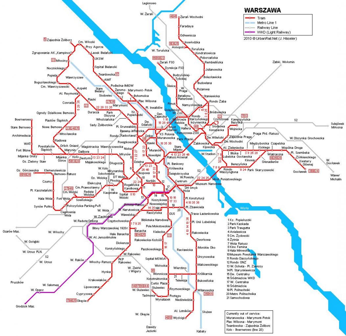 Варшава воз мапа