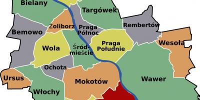 Карта на Варшава населби 