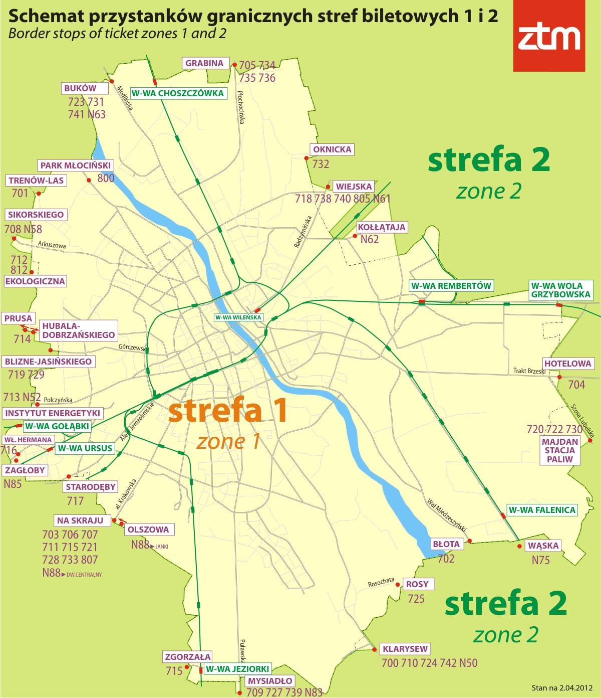 Карта на Варшава зона 1 2