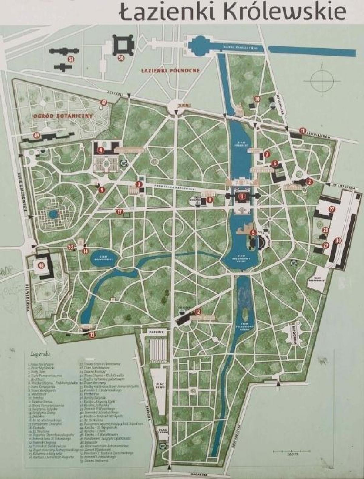 lazienki парк Варшава мапа