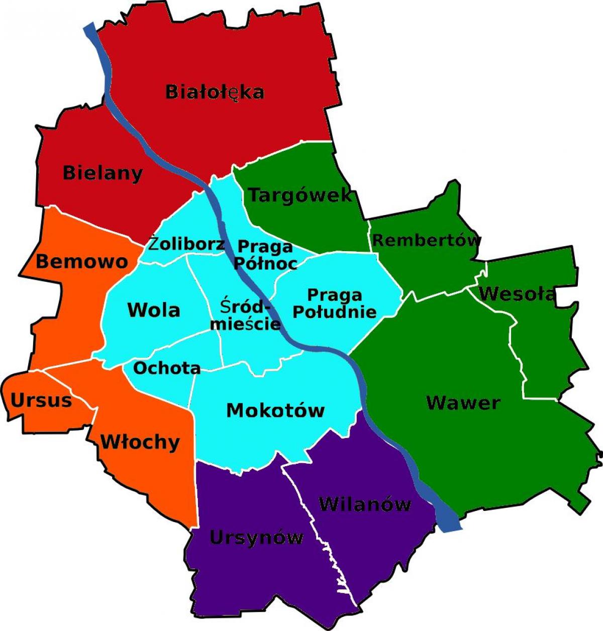 Карта на Варшава области 