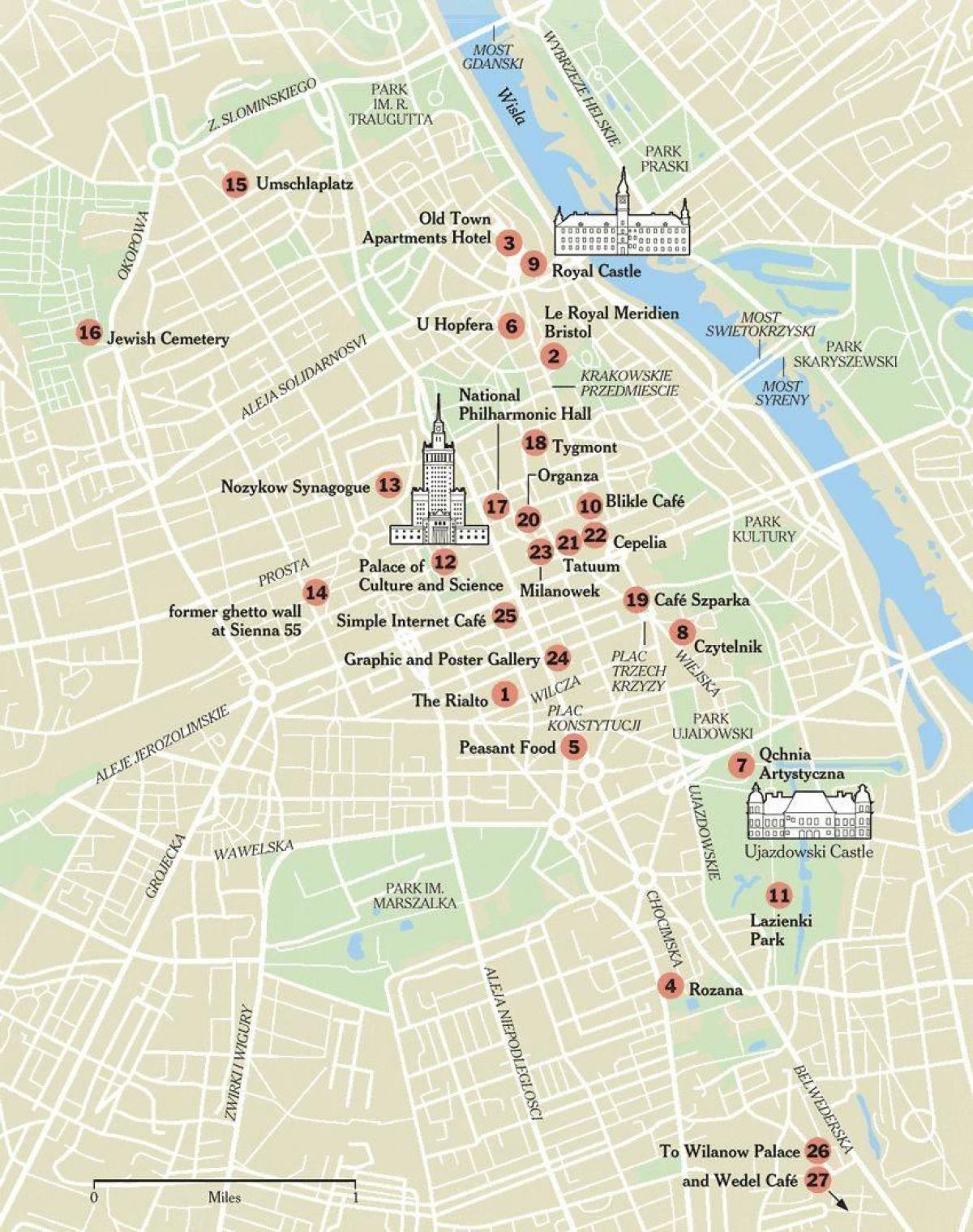 Карта на Варшава прошетка 