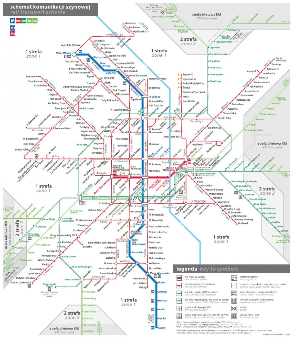 Варшава транспорт мапа