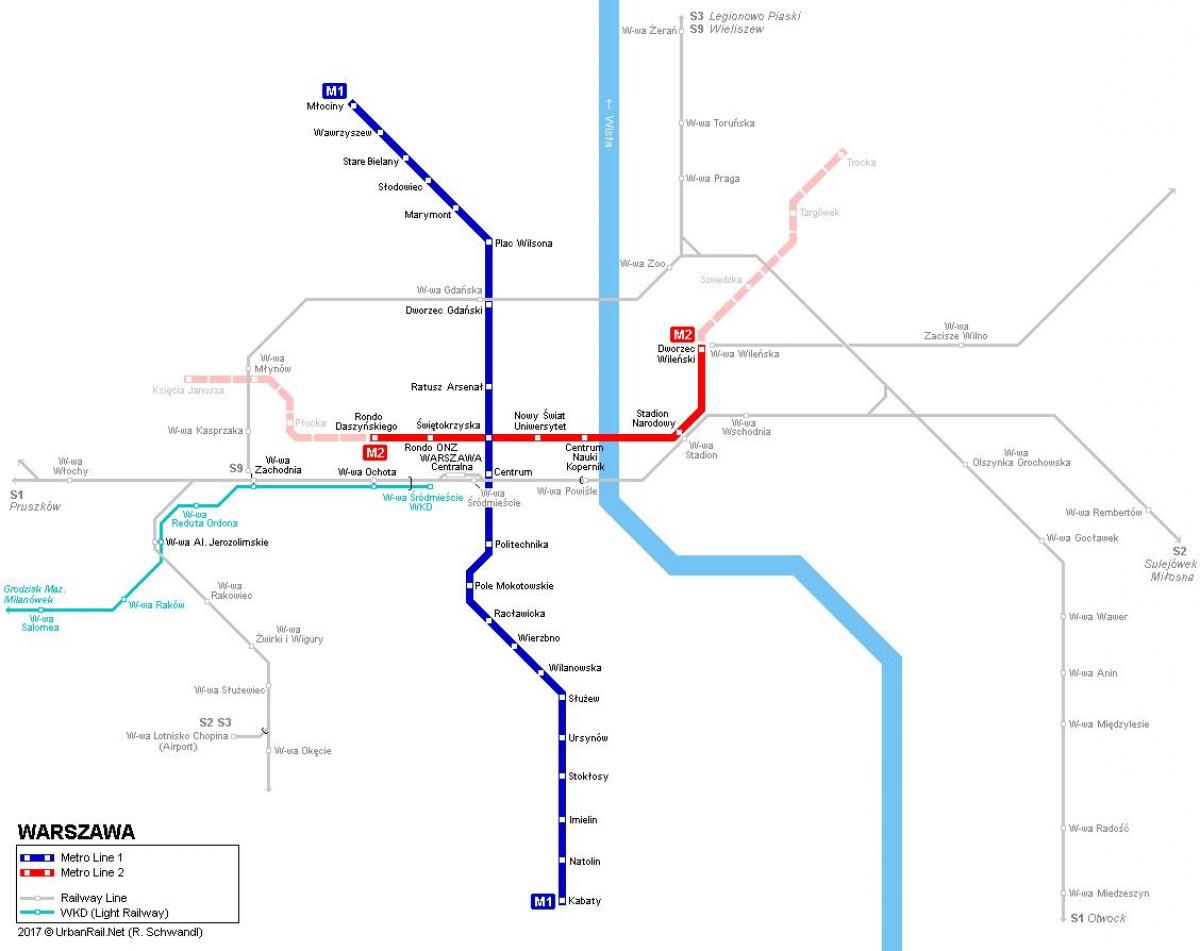 метро мапата во Варшава, полска
